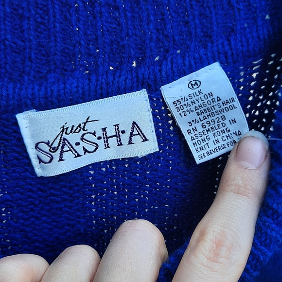 🆕️ Just Sasha Vintage Silk Blue Scoop Neck Sweater - Picture 6 of 8